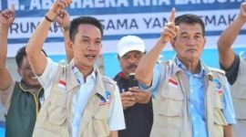 Pasangan calon (Paslon) Bupati dan Wakil Bupati Konawe Utara (Konut) 2024, Ikbar dan Abuhaera saat menggelar kampanye.