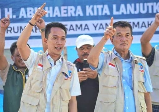 Pasangan calon (Paslon) Bupati dan Wakil Bupati Konawe Utara (Konut) 2024, Ikbar dan Abuhaera saat menggelar kampanye.