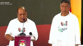 Pasangan Calon Gubernur dan Wakil Gubernur Sultra, Nomor Urut Satu, Ruksamin-Sjafei pada debat ketiga di Hotel Claro. Sabtu malam, (23/11/2024).