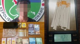 Tersangka AS (15) bersama Barang Bukti (BB) Diamankan Satreskoba Polres Konawe.