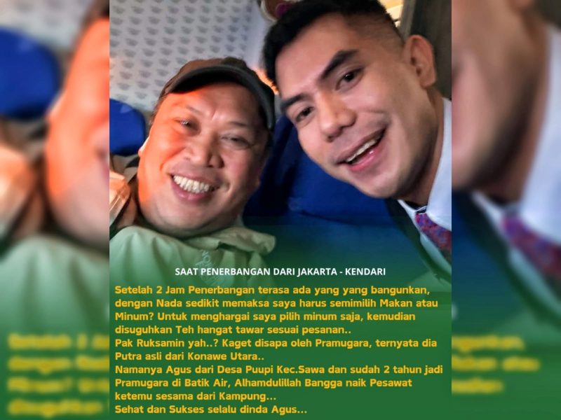 Momen berpose bersama pertemuan Ruksamin bersama Agus, Pramugara Batik Air di Udara.