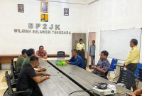 Bina Konstruksi (Binakon) Sultra audiens bersama Balai Pelaksana Pekerjaan Jasa Konstruksi (BP2JK) Sultra.
