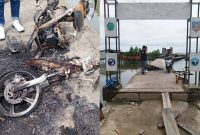Nampak Kendaraan Roda Dua Keluarga Pasutri, Darius (51) dan Sumeni (47) Dibakar OTK. 