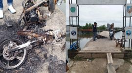 Nampak Kendaraan Roda Dua Keluarga Pasutri, Darius (51) dan Sumeni (47) Dibakar OTK. 