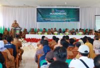 Bupati Konawe Utara, H. Ruksamin imbau Kepala Desa optimalkan Ketahanan Pangan melalui Dana Desa di momen musrembang RKPD 2026. Senin, (10/02/2025).