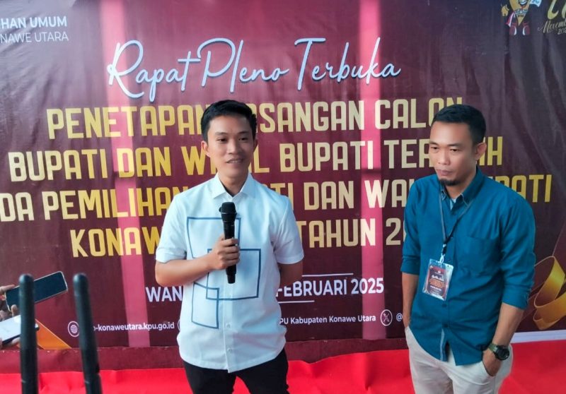 Bupati Konawe Utara Terpilih, H. Ikbar, S.H., M.H, disesi wawancara media menerangkang pihaknya bersama H. Abuhaera, S.Sos., M.Si, Welcome kepada pihak lawan Raup dan Sudiro. Rabu, (05/02/2025).