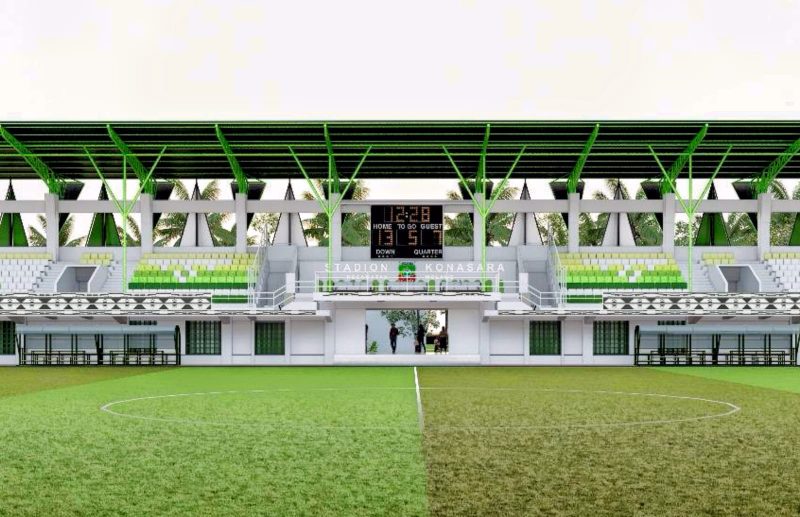 Design Stadion Mini Konasara dibangun di Kelurahan Molawe, Kecamatan Molawe, Kabupaten Konawe Utara (Konut) tahun 2025. Foto : Istimewa