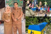 Kepala Desa Bandaeha, Harianto, S.Pi bersama Istri, dan Pembangunan Sistem Penyediaan Air Minum (SPAM) Desa Bandaeha. 