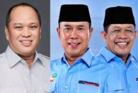 H. Ruksamin (Kemeja Putih) bersama Gubernur dan Wakil Gubernur Sulawesi Tenggara (Sultra), Terpilih, H. Andi Sumangerukka dan Hugua.