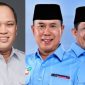 H. Ruksamin (Kemeja Putih) bersama Gubernur dan Wakil Gubernur Sulawesi Tenggara (Sultra), Terpilih, H. Andi Sumangerukka dan Hugua.