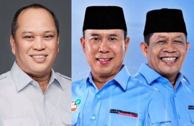 H. Ruksamin (Kemeja Putih) bersama Gubernur dan Wakil Gubernur Sulawesi Tenggara (Sultra), Terpilih, H. Andi Sumangerukka dan Hugua.