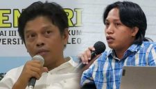 Direktur Pusat Kajian dan Advokasi Hak Asasi Manusia (PuSPAHAM) Sultra, Kisran Makati (kiri), dan Direktur Eksekutif Wahana Lingkungan Hidup Indonesia (WALHI) Sultra, Andi Rahman (kanan).