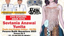 Sevtania Anawai Yunita, masuk sebagai finalis dalam ajang Nasional bergengsi Pesona Batik Nusantara 2025 Season ke-9 yang akan digelar pada 26–29 Juni 2025 di Jakarta.