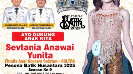 Sevtania Anawai Yunita, masuk sebagai finalis dalam ajang Nasional bergengsi Pesona Batik Nusantara 2025 Season ke-9 yang akan digelar pada 26–29 Juni 2025 di Jakarta.