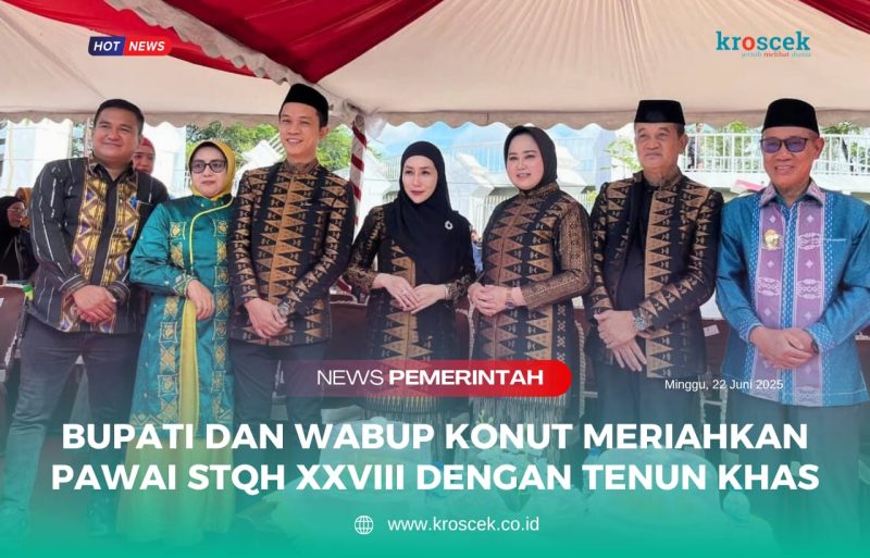 Bupati Konawe Utara, H. Ikbar, S.H., M.H., dan Wakil Bupati Abuhaera, S.Sos., M.Si., turut didampingi Ketua dan Wakil Ketua TP PKK Konut, Hj. Wisra Wastawati dan Hj. Sarlina, ikuti Pawai Ta’aruf Seleksi Tilawatil Qur’an dan Musabaqah Hadis (STQH) ke-XXVIII Tingkat Provinsi Sulawesi Tenggara, Sabtu (21/6/2024) di Kota Kendari.