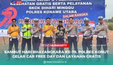 Satuan Lalulintas (Satlantas) Polres Konut menggelar kegiatan Car Free Day yang dirangkaikan dengan senam sehat, pelayanan kesehatan gratis, serta pelayanan penerbitan Surat Keterangan Catatan Kepolisian (SKCK), di Bundaran Central Business Distrik (CBD) Kelurahan Wanggudu, Minggu (22/6/2025).
