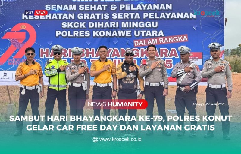 Satuan Lalulintas (Satlantas) Polres Konut menggelar kegiatan Car Free Day yang dirangkaikan dengan senam sehat, pelayanan kesehatan gratis, serta pelayanan penerbitan Surat Keterangan Catatan Kepolisian (SKCK), di Bundaran Central Business Distrik (CBD) Kelurahan Wanggudu, Minggu (22/6/2025).