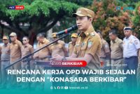 Bupati Konawe Utara, H. Ikbar, S.H., M.H., saat memimpin apel gabungan ASN di halaman Kantor Bupati Konawe Utara, Senin (23/6/2025).