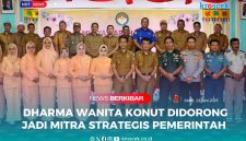 H. Ikbar, S.H., M.H., dan H. Abuhaera, S.Sos., M.Si serta jajaran Forkopimda, bersama para OPD berpose bersama usai pelantikan Ketua dan Pengurus Dharma Wanita Persatuan (DWP) Kabupaten Konawe Utara periode 2025-2030, Senin 23 Juni 2025.