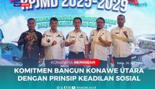 Bupati Konawe Utara, H. Ikbar, S.H., M.H., didampingi Wakil Bupati Konawe Utara, H. Abuhaera, S.Sos., M.Si, Bersama Ketua DPRD Konawe Utara, Herman Sewani, S.H., serta Sekretaris Daerah Konawe Utara, Dr. Safruddin, S.Pd., M.Pd., di Musrembang RPJMD Konut, Kendari, Rabu (25/06/2025).
