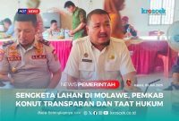 Sekda Konut, Dr. Safruddin, S.Pd., M.Pd., dalam konferensi pers usai melakukan peninjauan lokasi sengketa lahan di Molawe, Kamis (03/07/2025).
