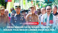 Bupati dan Wabup Konut, H. Ikbar, S.H., M.H., dan H. Abuhaera, S.Sos., M.Si., bersama Forkopimda Konut menyambut kedatangan Tim Penilai Provinsi yang dipimpin oleh Kepala Dinas Pemberdayaan Masyarakat dan Desa (DPMD) Provinsi Sulawesi Tenggara, Dr. Ir. I Gede Panca, M.Pd, di Desa Mekar Jaya, Langgikima, Selasa (08/07/2025).
