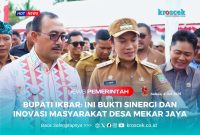 Bupati Konawe Utara, H. Ikbar, S.H., M.H., bercengkrama bersama Kepala Dinas Pemberdayaan Masyarakat dan Desa (DPMD) Provinsi Sulawesi Tenggara, Dr. Ir. I Gede Panca, M.Pd, saat Penilaian Lomba Desa Mekar Jaya, Langgikima, Selasa (08/07/2025).