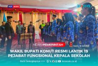 Wakil Bupati Konawe Utara, H. Abuhaera, S.Sos., M.Si., melantik 19 pejabat fungsional guru yang diberi tugas tambahan sebagai kepala sekolah dilangsungkan secara khidmat di Aula Anawai Ngguluri, lantai 1 Kantor Bupati Konawe Utara, Kamis (10 Juli 2025).