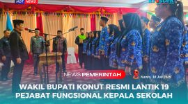 Wakil Bupati Konawe Utara, H. Abuhaera, S.Sos., M.Si., melantik 19 pejabat fungsional guru yang diberi tugas tambahan sebagai kepala sekolah dilangsungkan secara khidmat di Aula Anawai Ngguluri, lantai 1 Kantor Bupati Konawe Utara, Kamis (10 Juli 2025).