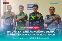 IMI Konawe Utara bersama Kasat Satlantas Polres Konawe Utara, IPTU Aldiansyah As'ad, S.H., M.H., sinergi kawal latihan Road Race persiapan Open Turnamen Road Race tahun 2025 mendatang, Kamis (10/07/2025).