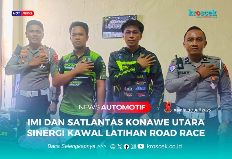 IMI Konawe Utara bersama Kasat Satlantas Polres Konawe Utara, IPTU Aldiansyah As'ad, S.H., M.H., sinergi kawal latihan Road Race persiapan Open Turnamen Road Race tahun 2025 mendatang, Kamis (10/07/2025).