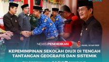 Wakil Bupati Konawe Utara, H. Abuhaera, S.Sos., M.Si., memberikan sambutannya saat melantik 19 pejabat fungsional guru yang mendapatkan tugas tambahan sebagai Kepala Sekolah di Aula Anawai Ngguluri lantai I, Wanggudu, Kamis (10/07/2025).