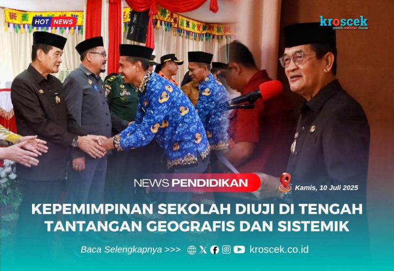 Wakil Bupati Konawe Utara, H. Abuhaera, S.Sos., M.Si., memberikan sambutannya saat melantik 19 pejabat fungsional guru yang mendapatkan tugas tambahan sebagai Kepala Sekolah di Aula Anawai Ngguluri lantai I, Wanggudu, Kamis (10/07/2025).