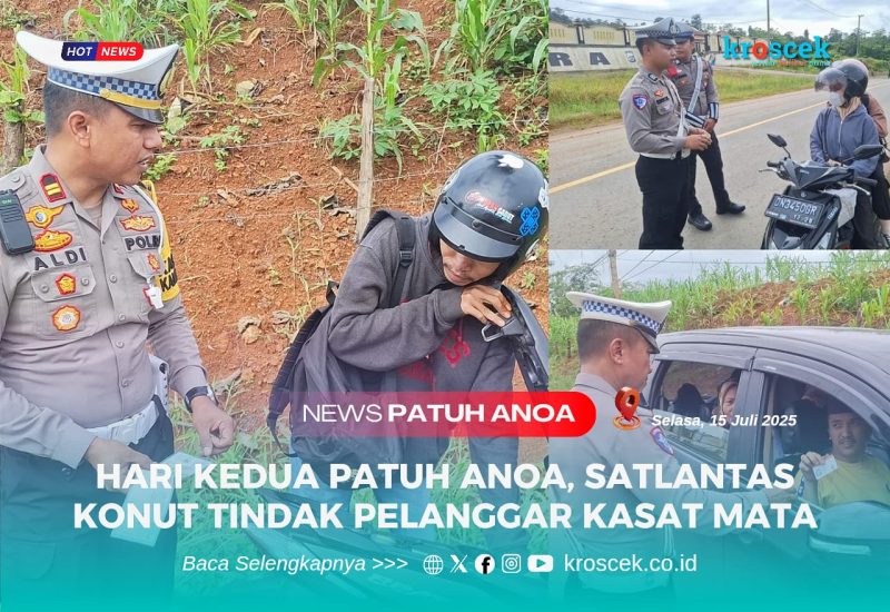 Satuan Lalu Lintas (Satlantas) menggelar Operasi Patuh Anoa 2025, Fokus penindakan terhadap pelanggaran kasat mata dan pendekatan humanis dan edukatif terhadap para pengendara, Selasa (15/07/2025). Foto : Polres Konut.
