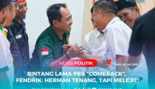 Fendrik bersalaman Bravo kepada Herman Sewani (kemeja putih) resmi naik pentas lagi dalam Musyawarah Cabang (Muscab) VI Partai Bulan Bintang (PBB), Herman Sewani kembali terpilih sebagai Ketua DPC PBB Konut. 