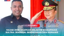 Anggota Komisi III Dewan Perwakilan Rakyat Daerah (DPRD) Kota Kendari, LM Rajab Jinik D., (kiri), mengucapkan salam hangat bertambah usia ke Wakapolda Sulawesi Tenggara, Brigjen Pol. Amur Chandra Juli Buana, S.H., M.H.