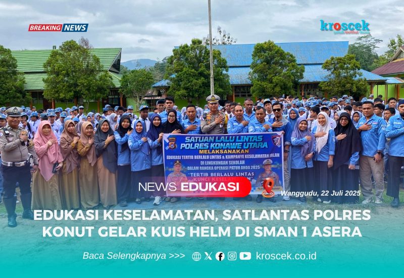 Bersama Siswa dan Guru Bertajuk “Edukasi Tertib Berlalu Lintas dan Kampanye Keselamatan Jalan” dipimpin langsung oleh Kasat Lantas Polres Konut, IPTU Aldiansya As'ad, S.H., M.H bersama jajarannya di SMAN 1 Asera, Wanggudu, Selasa (22/07/2025).