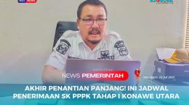 Sekretaris Daerah (Sekda) Kabupaten Konawe Utara, Dr. Safruddin, S.Pd., M.Pd, saat memberikan keterangan Pers-nya soal PPPK Konawe Utara, Rabu (23/07/2025).
