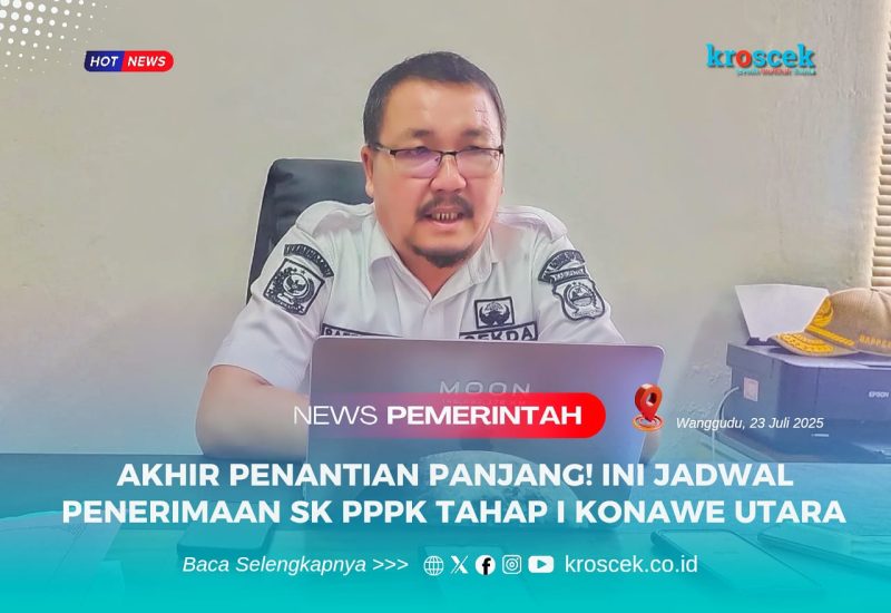 Sekretaris Daerah (Sekda) Kabupaten Konawe Utara, Dr. Safruddin, S.Pd., M.Pd, saat memberikan keterangan Pers-nya soal PPPK Konawe Utara, Rabu (23/07/2025).