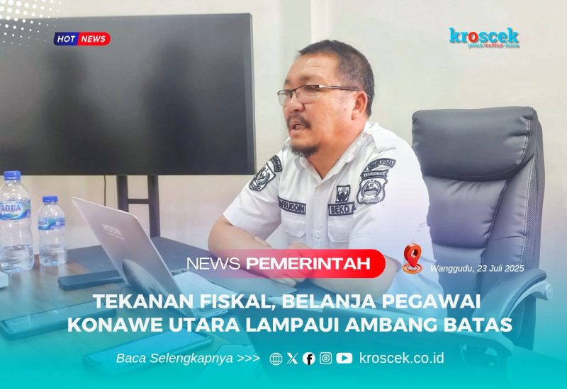Sekretaris Daerah (Sekda) Kabupaten Konawe Utara, Dr. Safruddin, S.Pd., M.Pd, saat memberikan keterangan Pers-nya soal PPPK Konawe Utara, Rabu (23/07/2025).