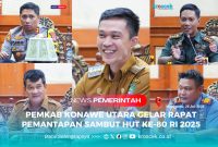 Bupati Konawe Utara, H. Ikbar, S.H., M.H., Memimpin langsung Rapat Koordinasi pemantapan persiapan dalam rangka menyambut Hari Ulang Tahun (HUT) ke-80 Kemerdekaan Republik Indonesia (RI) Tahun 2025, di Aula Anawai Ngguluri, Lantai I Kantor Bupati Konut, Senin (28/7/2025).
