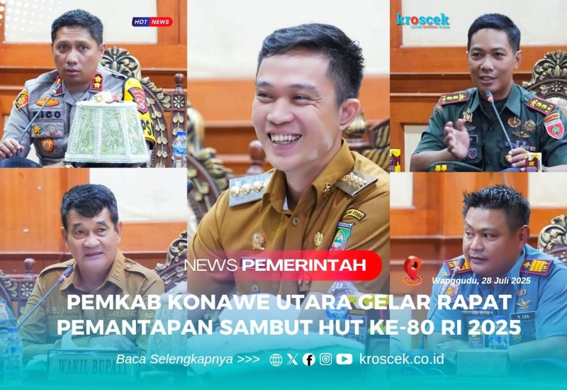 Bupati Konawe Utara, H. Ikbar, S.H., M.H., Memimpin langsung Rapat Koordinasi pemantapan persiapan dalam rangka menyambut Hari Ulang Tahun (HUT) ke-80 Kemerdekaan Republik Indonesia (RI) Tahun 2025, di Aula Anawai Ngguluri, Lantai I Kantor Bupati Konut, Senin (28/7/2025).