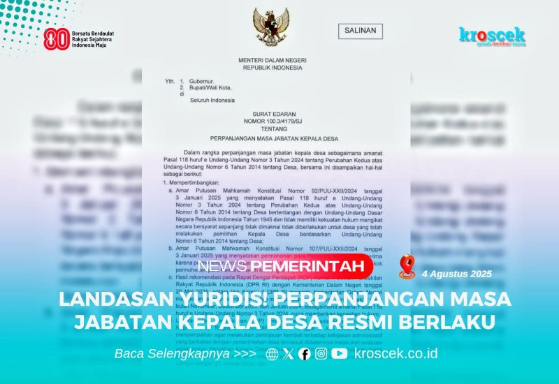 Surat Edaran Nomor 100.3.4/179/SJ tentang Perpanjangan Masa Jabatan Kepala Desa.