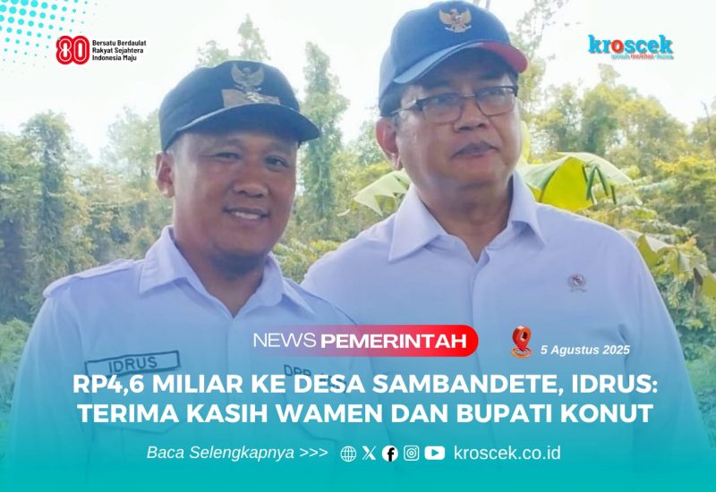 Kepala Desa Sambandete, Idrus bersama Wakil Menteri Transmigrasi Republik Indonesia, Viva Yoga Mauladi.
