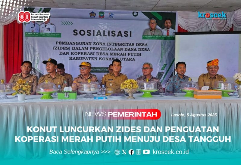 Pemkab Konawe Utara gelar Sosialisasi Pembangunan Zona Integritas Desa (ZIDES) dan penguatan Koperasi Desa Merah Putih, Senin (5/8/2025), bertempat di Desa Muara Tinobu, Kecamatan Lasolo.