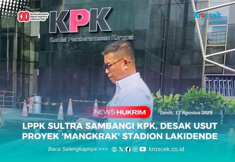 Ketua Dewan Pimpinan Wilayah (DPW) LPPK Sultra, Karmin melaporkan langsung Proyek Mangkrak Stadion Lakidende di KPK RI, Senin (11/08/2025).