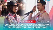 Bupati Konawe Utara (Konut), H. Ikbar, S.H., M.H., berdiri tegak di podium, suaranya lantang tapi tetap ramah saat memberikan komando pada Jambore Pramuka Konut di pelataran Kantor Dinas Perhubungan Konawe Utara, Kamis (14/08/2025).