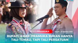 Bupati Konawe Utara (Konut), H. Ikbar, S.H., M.H., berdiri tegak di podium, suaranya lantang tapi tetap ramah saat memberikan komando pada Jambore Pramuka Konut di pelataran Kantor Dinas Perhubungan Konawe Utara, Kamis (14/08/2025).