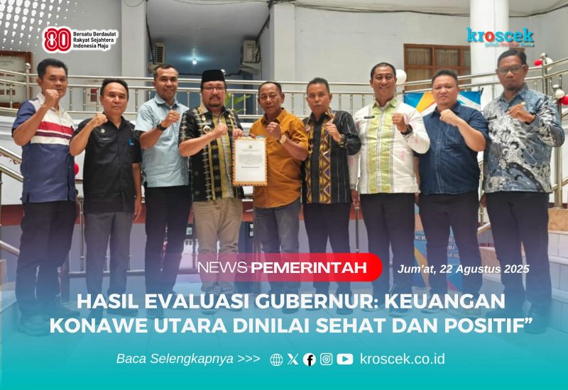 Trend Positif Keuangan Konut - Sekretaris Daerah Kabupaten Konawe Utara, Dr. Safruddin, S.Pd., M.Pd., Didampingi Wakil Ketua I DPRD Konut, I Made Tarubuana, S.Si, dan Unsur Pimpinan OPD Konut, usai menerima Hasil evaluasi Rancangan Peraturan Daerah (Ranperda) Kabupaten/Kota se-Sulawesi Tenggara tentang pertanggungjawaban pelaksanaan APBD Konut Tahun Anggaran 2024, serta rancangan Peraturan Bupati terkait penjabaran pertanggungjawaban APBD 2024, di Kendari, Jum'at (22/8/2025).