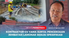 Direktur Utama CV Yama Surya, Yacobus Massang, akhirnya angkat bicara, usai disebut pengerjaan jembatan Lamonae dilakukan asal-asalan dengan ditambal-tambal, Jum'at (22/8/2025).